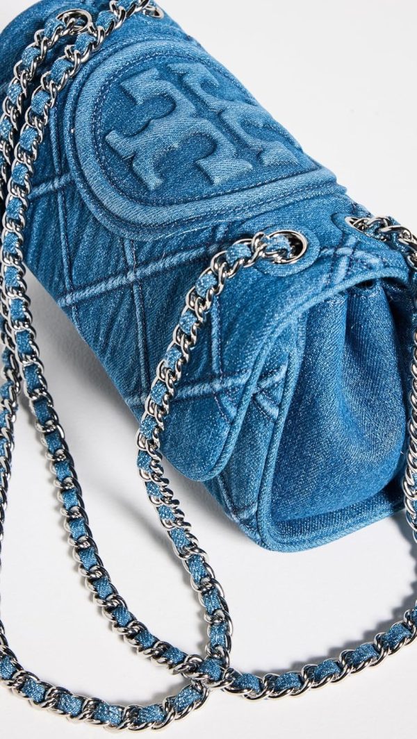 Tory Burch Women's Fleming Soft Denim Small Convertible Shoulder Bag-3