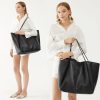 Oversize Pu Leather Tote Women Weekender Bag Shopper Handbag Travel Purse-4