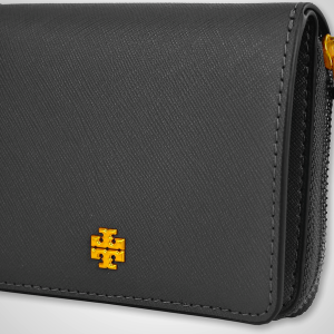 Tory Burch Emerson Zip Mini Wallet in Saffiano Leather, Black