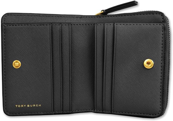 Tory Burch Womens 147606 Saffiano Leather Emerson Zip Around Mini Wallet, (001 Black) mini