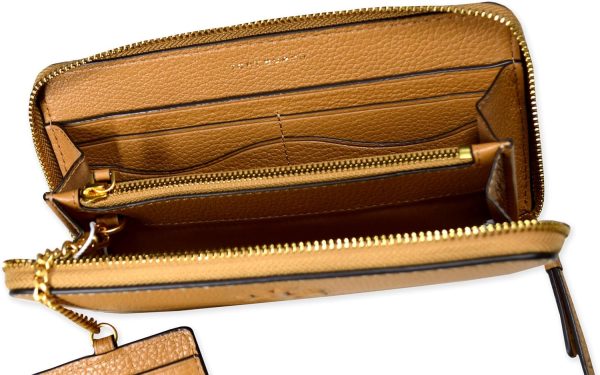 Tory Burch Womens 146471 Pebble Leather Thea Zip Around Continental Wallet With ID Card Case, (Tiramisu Brown)-3