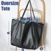 Oversized PU Leather Tote Bag for Women - Weekender Shopper Handbag Travel Purse leather