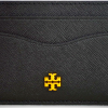 Tory Burch Emerson Slim Card Case Wallet in Saffiano Leather - Black