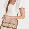 Tory Burch Women's T Monogram Jacquard Shoulder Bag, Hazel, Tan, Graphic, One Size monogram canvas
