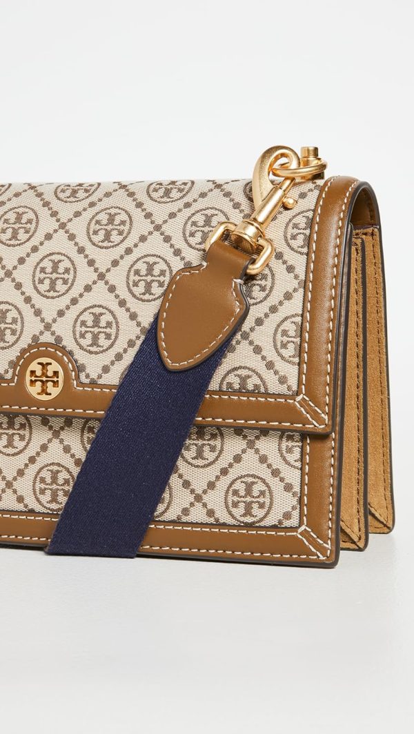 Tory Burch Women's T Monogram Jacquard Shoulder Bag, Hazel, Tan, Graphic, One Size jacquard loom