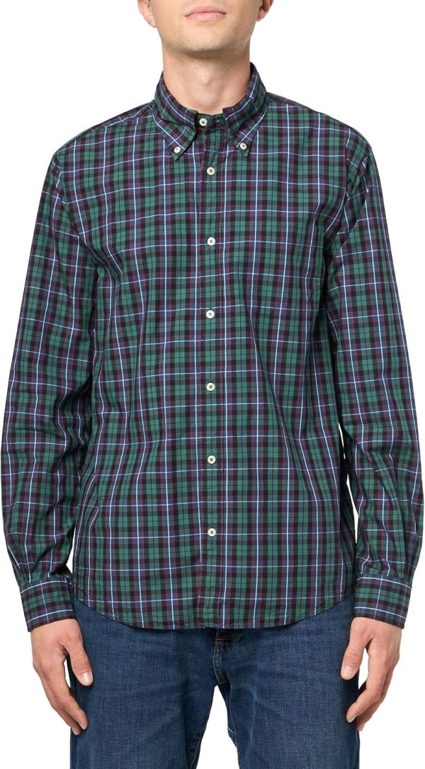 Brooks Brothers Men's Friday Poplin Long Sleeve Pattern Sport Shirt - Forest Plaid-0