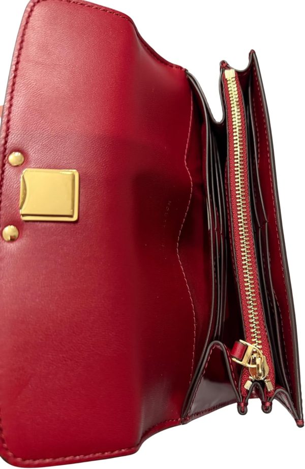 Tory Burch Britten Pebble Leather Envelope Wallet for Women - Bartlett Red-3