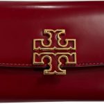 Tory Burch Britten Pebble Leather Envelope Wallet for Women - Bartlett Red-0