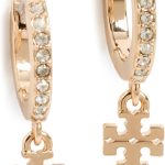 Tory Burch Eleanor Pave Huggie Hoop Earrings in Gold with Crystals-0