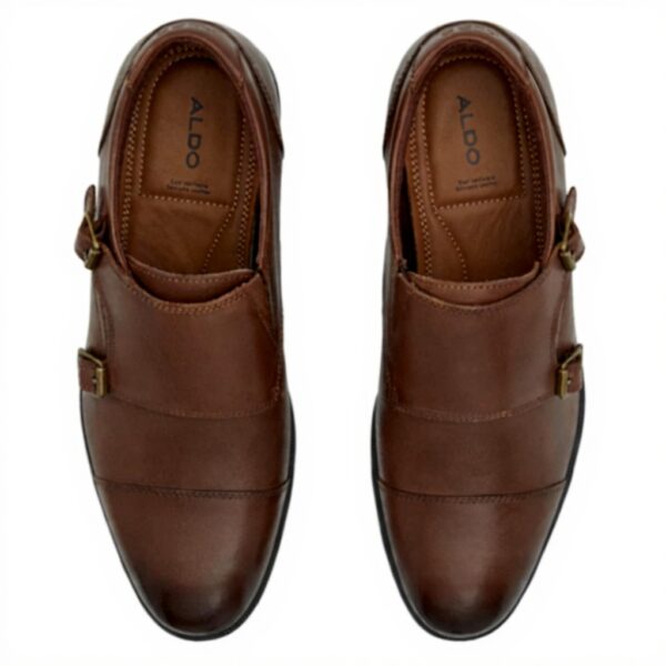 Aldo Mens Monk Strap Loafers Leather Cognac Black Sizes