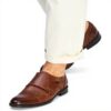 Aldo Mens Monk Strap Loafers Leather Cognac Black Sizes