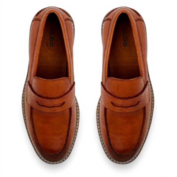 Aldo Mens Zadar Loafers Leather Slip On Cognac Size 6.5 UK