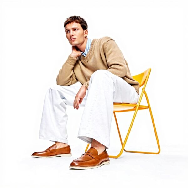 Aldo Mens Zadar Loafers Leather Slip On Cognac Size 6.5 UK