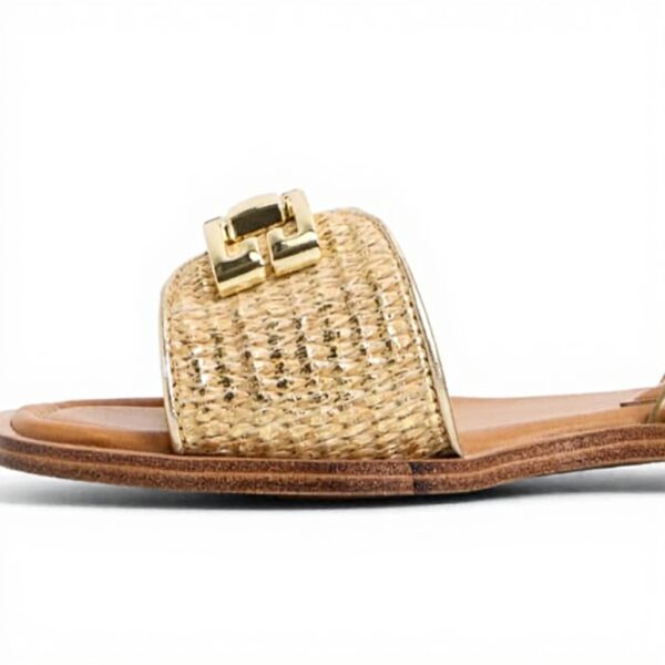 ALDO Womens Agreinwan Flat Sandal Gold Square Toe