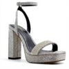 ALDO Womens Diedra Heeled Sandal Dark Grey Square Toe