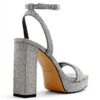 ALDO Womens Diedra Heeled Sandal Dark Grey Square Toe