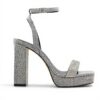 ALDO Womens Diedra Heeled Sandal Dark Grey Square Toe