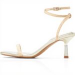 Aldo Womens Dime Heeled Sandal Gold Square Toe