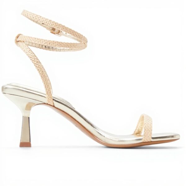 Aldo Womens Dime Heeled Sandal Gold Square Toe