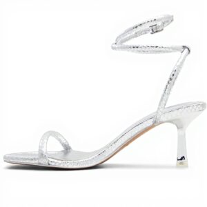 ALDO Womens Dime Pump Silver Fashion Sandals Square Toe