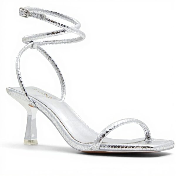 ALDO Womens Dime Pump Silver Fashion Sandals Square Toe