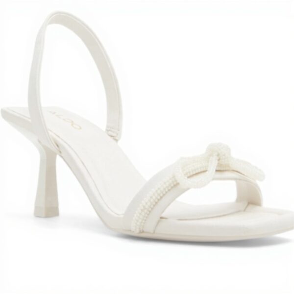 ALDO Womens Heeled Sling Back Sandals White Square Toe