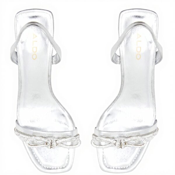 ALDO Womens Heeled Sling Back Sandals Silver Square Toe