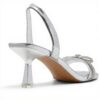 ALDO Womens Heeled Sling Back Sandals Silver Square Toe