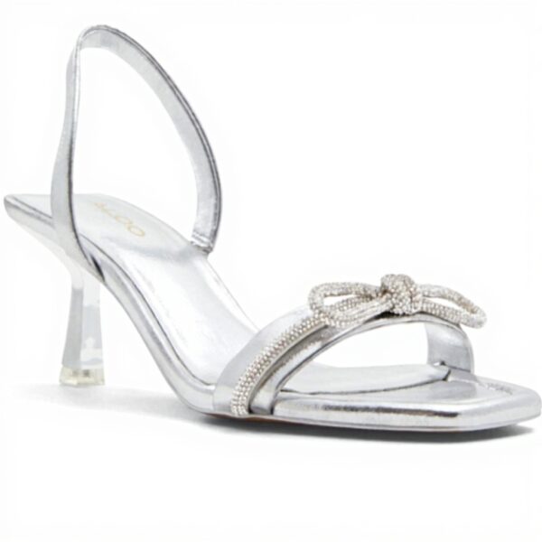 ALDO Womens Heeled Sling Back Sandals Silver Square Toe