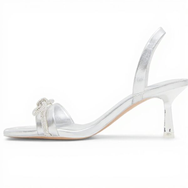 ALDO Womens Heeled Sling Back Sandals Silver Square Toe