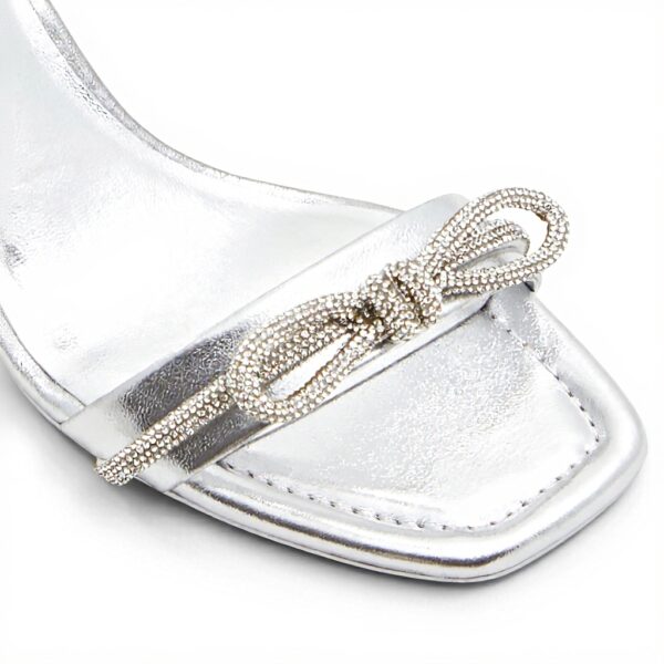 ALDO Womens Heeled Sling Back Sandals Silver Square Toe