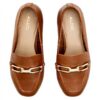 Aldo Womens Lindsie Loafer Leather Flat Shoes Cognac