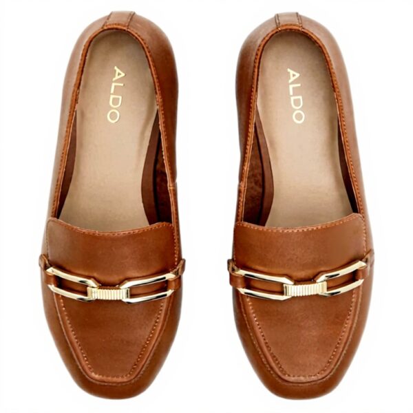 Aldo Womens Lindsie Loafer Leather Flat Shoes Cognac