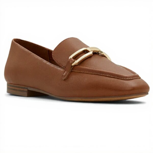 Aldo Womens Lindsie Loafer Leather Flat Shoes Cognac