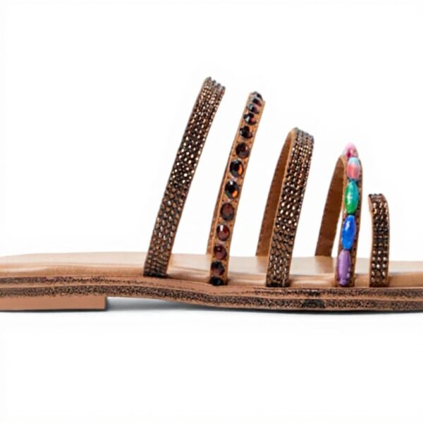 Aldo Womens Lindya Flat Sandal Gold Multi Fashion Shoes