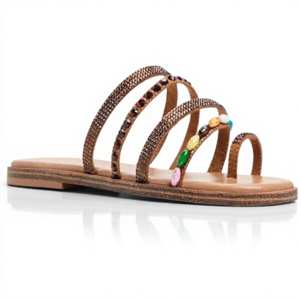 Aldo Womens Lindya Flat Sandal Gold Multi Fashion Shoes