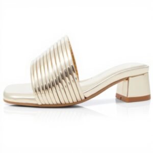 Aldo Womens Neela Flat Sandal Gold Square Toe Slip-On