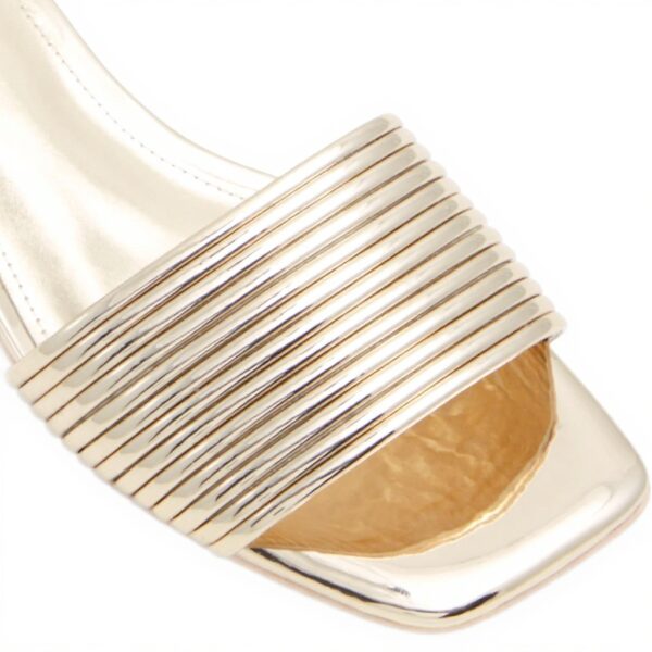 Aldo Womens Neela Flat Sandal Gold Square Toe Slip-On