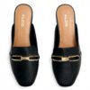 Aldo Womens Silvie Leather Loafer Black Square Toe Flat