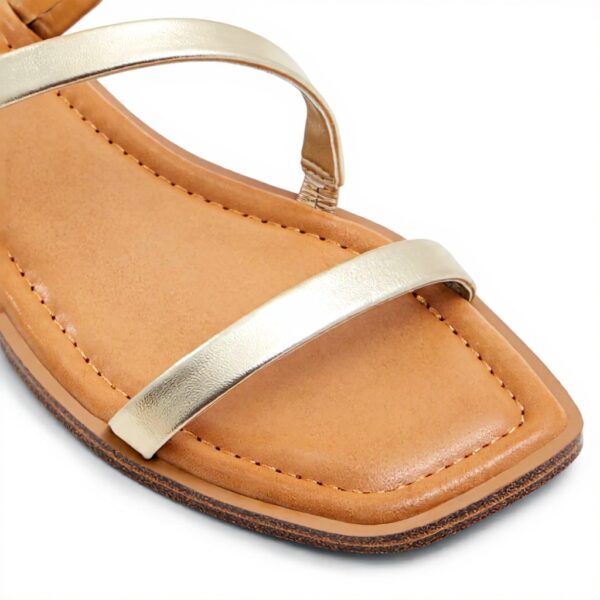 Aldo Womens Spinella Flat Sandal Gold Square Toe Synthetics