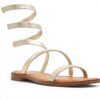 Aldo Womens Spinella Flat Sandal Gold Square Toe Synthetics