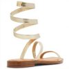 Aldo Womens Spinella Flat Sandal Gold Square Toe Synthetics