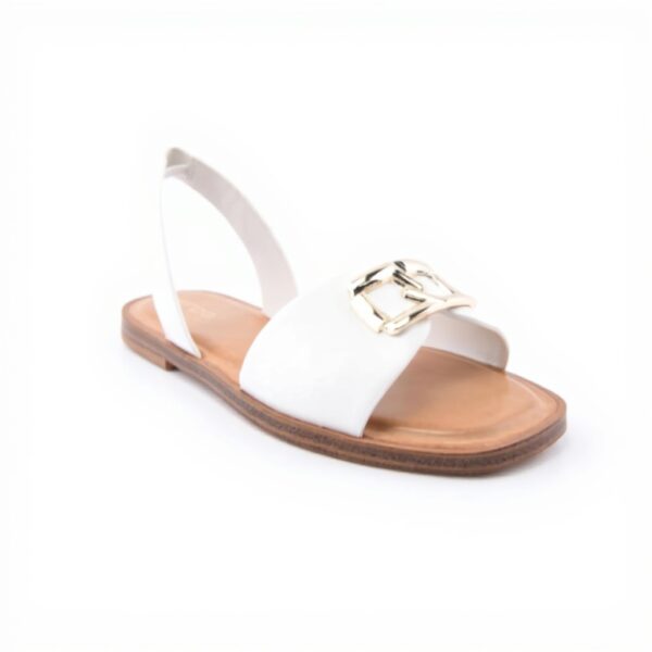 Aldo Womens Swank Flat Sandal White Square Toe
