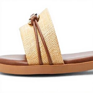 ALDO Womens Vasia Flat Sandal Natural Color Textile