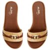 ALDO Womens Vasia Flat Sandal Natural Color Textile