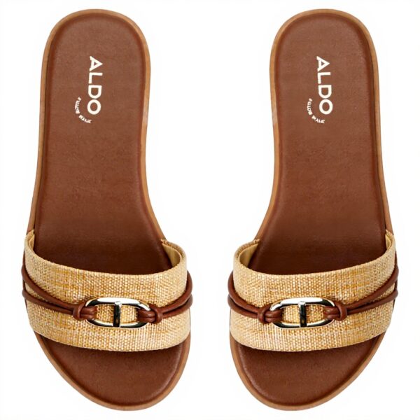 ALDO Womens Vasia Flat Sandal Natural Color Textile