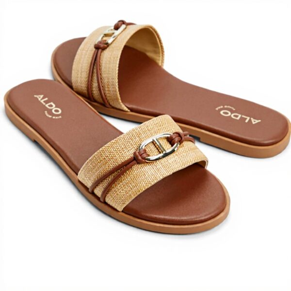 ALDO Womens Vasia Flat Sandal Natural Color Textile
