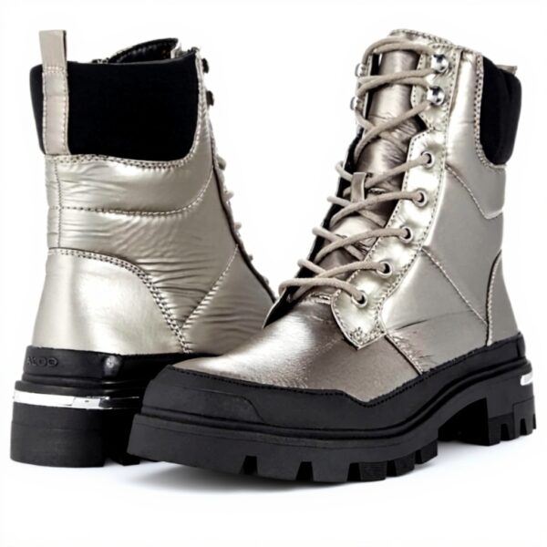 ALDO Yuclya Silver Sandals Women Leather Flat Shoes